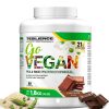 Proteína vegana de chocolate con aislado de arroz y guisante.